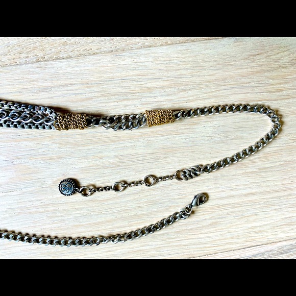 Silver and Gold Chunky Chain Necklace Claw closure adjusts from 29”-31” - Picture 2 of 3